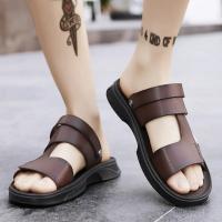 2025 nuevas sandalias de piel de vaca de primera capa zapatos de playa de cuero transpirable para hombres casual suela suave de mediana edad y ancianos papá zapatos de los hombres. - details 25