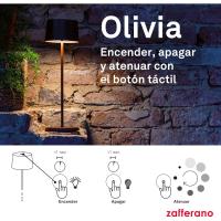 Lámpara, Lámpara de Mesa Portátil y Recargable con Control Táctil, Adecuada para Interior y Exterior, Atenuador, 2200-3000 K, Altura 35 cm, Color Corten - details 4