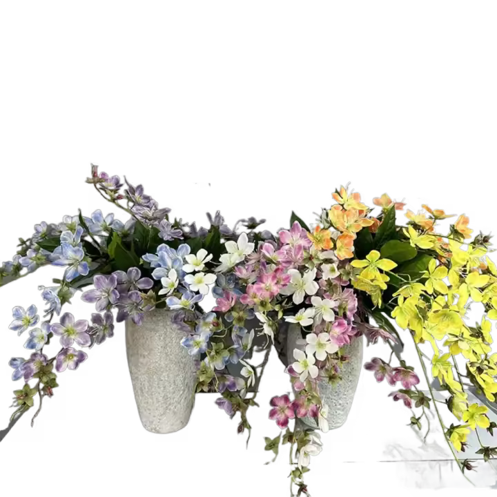Jasmine artificiales verticales de 80cm, elegante flor de jazmín de simulación impresa en 3D, hermosa flor falsa de seda de tacto Real - 1