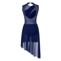 Elegante Traje de Patinaje de Hielo para Mujeres Leotardo de Ballet de Malla Transparente sin Mangas Traje de Baile Lírico Contemporáneo - details 92