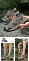 Sandalias de cuero genuino de verano para hombre, cómodas sandalias de playa para exteriores, zapatos romanos informales con punta anticolisión para senderismo y viajes - details 14