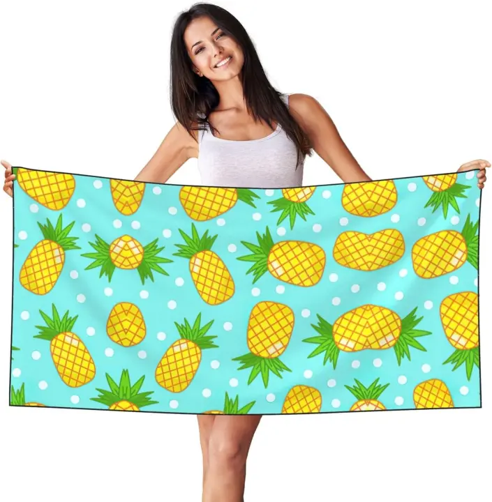 Toallas de camping con estampado de piña fresca para hombres y mujeres, piscina, baño, natación, yoga, toallas absorbentes de spa - 1