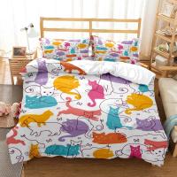 Juego de Ropa de Cama con Estampado de Gato Encantador Funda de Almohada y Juego de Cama de Lujo Queen Estilo Personalizado para Niños - details 9