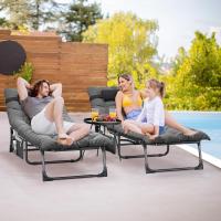 Taburete de Playa Plegable con Almohada 190x68x31cm 4 Posiciones Ajustables Carga de 300lbs - details 16