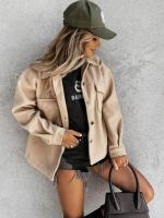 Abrigo de lana de manga larga con un solo pecho para viajeros de color sólido de nueva moda - details 15