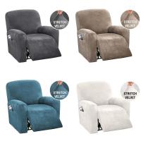 Fundas de terciopelo para silla reclinable, gruesas y elásticas, con bolsillo lateral, lavables, Protector de sofá para chico Perezoso - details 4