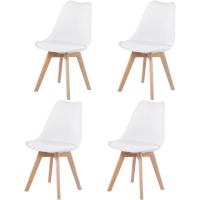 Juego de Mesa de Comedor y Sillas, 1 Mesa Redonda de 80 cm + 4 Sillas Blancas, de Diseño Nórdico - details 55