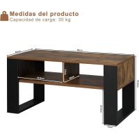Mesa Central Baja con 2 Niveles Mesita Lateral para Sofá Mesa de Café con Comportamientos - details 2