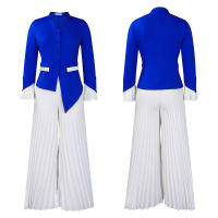 Conjunto de dos piezas de pantalón de pierna ancha plisado y top de manga acampanada de nueva moda de primavera para mujer D553 - details 49