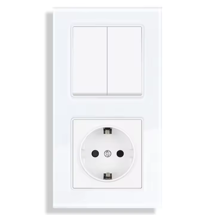 Interruptor de Luz Mecánico SRAN 2gang 1vía Panela de Vidrio Templado 16A 220V - 1