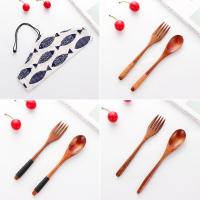 Juego de cubiertos de madera portátil, juego de cuchara, tenedor, cuchara, té de la tarde, postres, frutas, vajilla de viaje - details 4