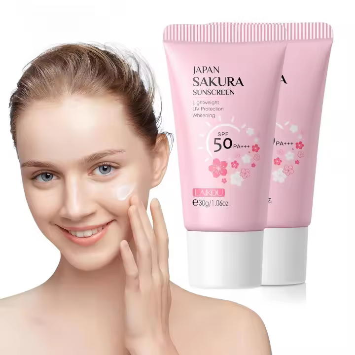 Laikou Sakura Cream protector solar coreano SPF50 bloqueador solar Facial loción de aislamiento hidratante para protección de la piel 1/2 Uds - 1