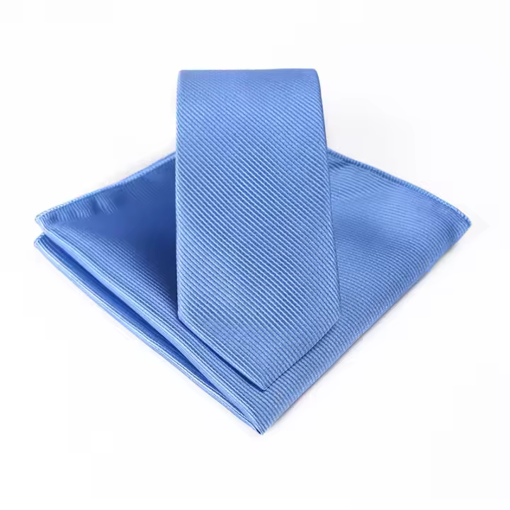 Conjunto de corbata de poliéster tejido para hombre, camisa suave ajustable, corbata de negocios, bolsillo roscado, accesorios de traje - 1