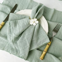 Servilletas de tela de algodón verde salvia, gasa de 30x30cm para decoración de boda, uso diario, toalla de té, servilletas de fiesta, 100 Uds. - details 2