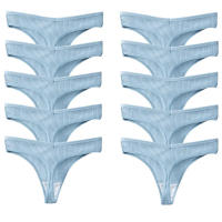 10PCS Conjunto De Bragas De Algodón Para Mujer Estilo Deportivo Y Sexy Transpirables Cómodas Y Suaves G-Strings En Rayas - details 14