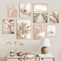 Póster Nórdico Minimalista de Flor y Hierba en Beige Decoración de Habitación Moderna Arte de Pared en Lienzo Pintura de Escena de Otoño - details 0