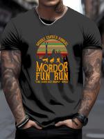 Camiseta Casual de Verano para Hombres Cuello Redondo, Tejido de Punto, Ajuste Regular, Impresión Gráfica Diversión Mordor Fun Run - details 1