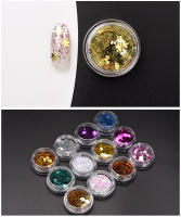 Polvo de Efectos de Uñas KADS Set de 12 Colores Glitter para Decoración de Uñas con Lánticas de Copos de Nieve Joyas de Manicura - details 6