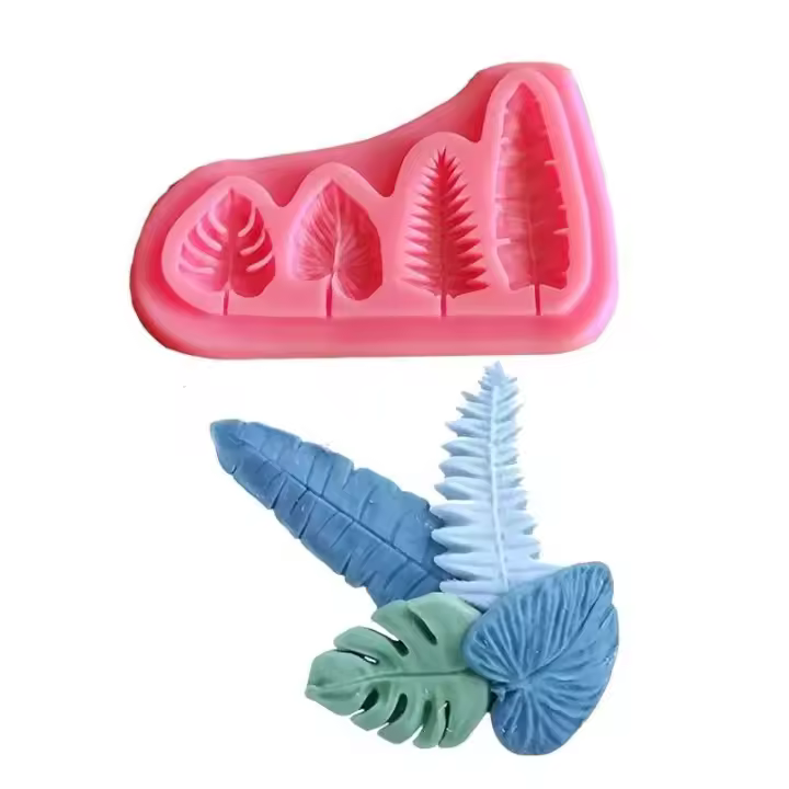 Moldes de jabón de chocolate Fangdan de silicona con forma de hoja de palma y tortuga, herramientas de decoración de pasteles para hornear en la cocina - 1
