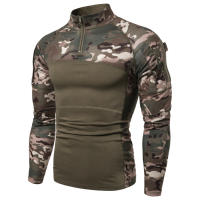 Camiseta de Hombre al Estilo Europeo con Bolsillo de Cuello Empalmado Camuflaje de Fitness para Exteriores Material Exterior de Poliéster - details 2