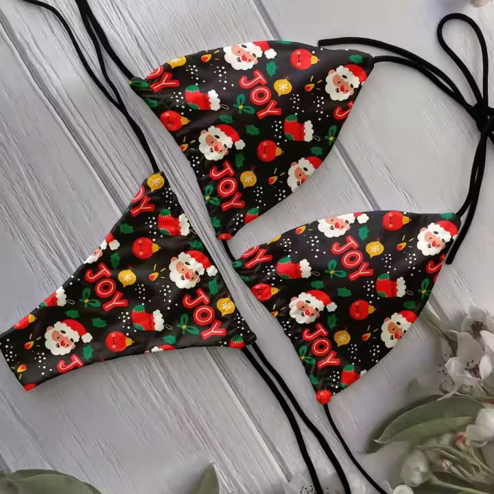 Bikini con estampado 3D de dibujos animados de Navidad para mujer, traje de baño separado a la moda y Sexy, para nadar, playa, surfear, fiesta y vacaciones, novedad de 2023 - 1