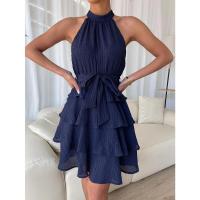 Primavera Verano 2025 Nuevo Vestido sin Mangas para Mujer con Volantes Verde - details 4