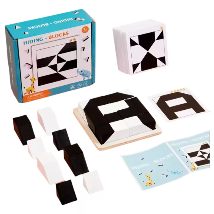 Juguetes Educativos De Madera DIY Desafío De Ocultación Juego De Bloques Tablero Montessori Para Desarrollo Lógico Y Mental Niños Y Niñas 3-12 Años - 1