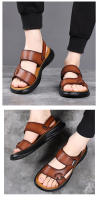 Sandalias de hombre zapatos de playa de piel de vaca de primera capa de moda sandalias de cuero de conducción casual para hombre extra grandes - details 15