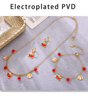 Lujoso collar de joyería temática brillante pendientes de pulsera Mujer impermeable Joyas de Maple inoxidable Exquisito conjunto - details 9