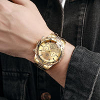 Alta calidad hombres oro reloj de acero inoxidable 2024 nuevo negocio analógico moda casual deportes caliente informe - details 1