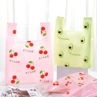 Bolsa de plástico con dibujos animados para embalaje de alimentos, bolsas portátiles con asa para compras de supermercado, organizadores de almacenamiento de cocina, 50 piezas - details 4