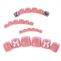 Uñas postizas rosas con lazo 3D, material seguro de larga duración, impermeable, vestido de niña caliente a juego - details 4