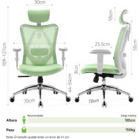 Silla de escritorio para computadora con reposacabezas ajustable y soporte lumbar, respaldo alto, silla ejecutiva giratoria para oficina en casa (azul claro) - details 21