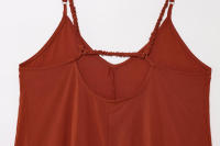 TRAFZA-vestidos Midi elegantes de verano para mujer, estilo pijama, lisos, sin mangas, con espalda descubierta y cuello en V, vestido plisado con tirantes drapeados - details 19