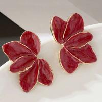 Pendientes de pétalos de esmalte rojo, R de metal para mujer, joyería, estilo de moda, regalos navideños, accesorios de lujo diarios MQ478 - details 2