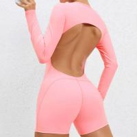Mono de Yoga sin Espalda 2024 Traje de Gimnasio para Mujeres de Manga Larga Ropa Deportiva de Moda - details 17