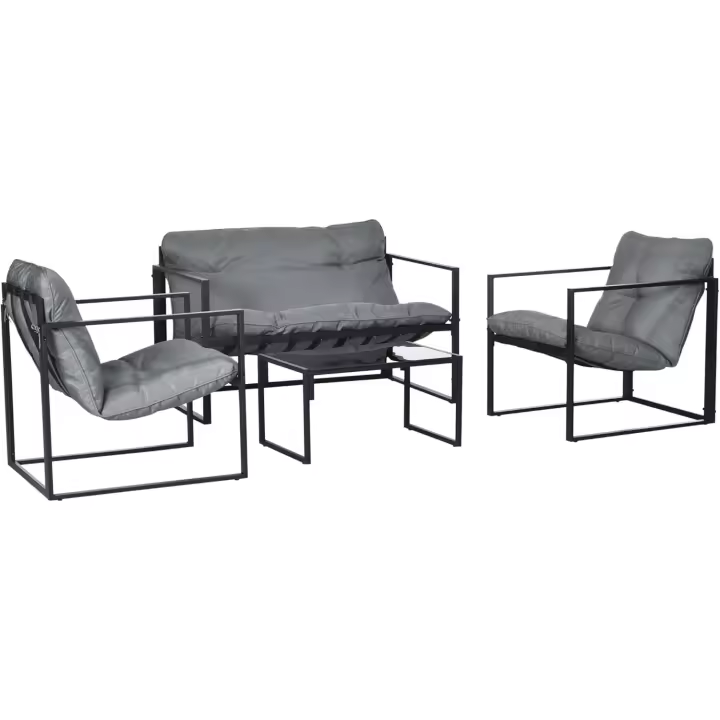 Muebles de Jardín Juego de 4 Piezas: Sofá de 2 Plazas, 2 Sillones y Mesa Baja - 1
