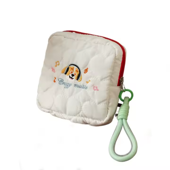 Bolsa de cosméticos para perros con bordado estilo Ins, con cuerda colgante, bolsa de cosméticos cuadrada de gran capacidad, cuadrada con cremallera - 1
