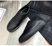 Zapatos de skate negros sin cordones para hombre, con punta redonda, informales, ligeros, deportivos y planos. - details 7