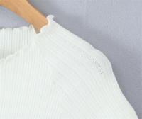 Suéter de Manga Corta con Botones de Perlas Moda Femenina Ouwu Jersey de Punto con Tejido de Fósforo - details 2