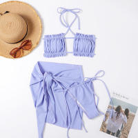 Bikini plisado Bandeau para mujer, bañador Sexy, conjunto de Bikini con Tanga, ropa de playa para nadar, traje de baño 2023 - details 10