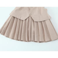 Vestido corto sin tirantes con dobladillo plisado para mujer, minivestido elegante con botones delanteros y bolsillo falso, vestidos de calle - details 5