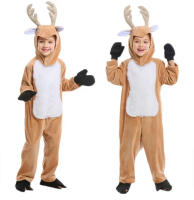 Disfraz de Cosplay de Reno para niños, traje de una pieza con sombrero, adecuado para actuaciones de escenario de Halloween y Navidad - details 5