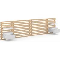 Cabecero colgante de cama de 240 cm con mesita de noche + cajón de madera clara y blanca - details 3