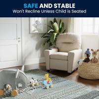 Chandler de Vinilo para niños reclinable con portavasos y reclinable de Seguridad, Silla reclinable contemporánea para niños, admite hasta 90 lbs, Beige - details 5