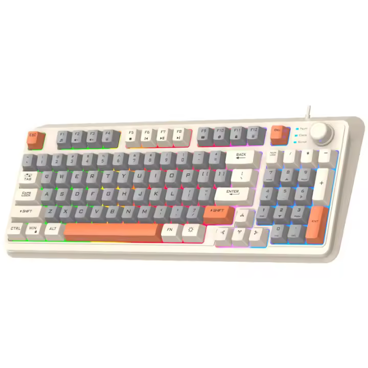 Oficina con cable K94 teclado de perilla de membrana tres colores que combinan sensación mecánica luminosa teclado de computadora de escritorio - 1