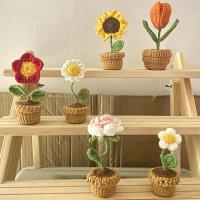 Accesorios de Decoración de Coche Hechos a Mano Rosa, Girasol, Tulipán de Punto Tejido - details 10