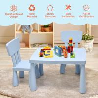 Juego de Mesa y Silla Infantil de Plástico Conjunto de 3 Piezas para Niños de 1-7 Años Azul - details 2