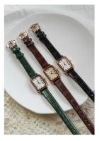 Reloj de pulsera cuadrado pequeño de cuero genuino de alta gama para mujer Dial reloj de cuarzo con temperamento ligero - details 4
