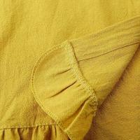 Camisa de algodón y lino de Color liso para mujer, con solapa y botones, manga corta con dobladillo, Top informal holgado, ropa de calle de otoño - details 16